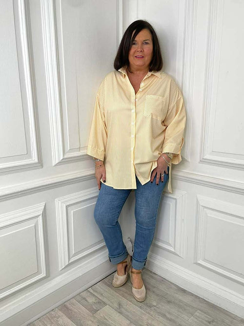 Striped Boyfriend Shirt - Sunflower