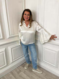 Silk Feel Bell Sleeve Blouse - Ivory