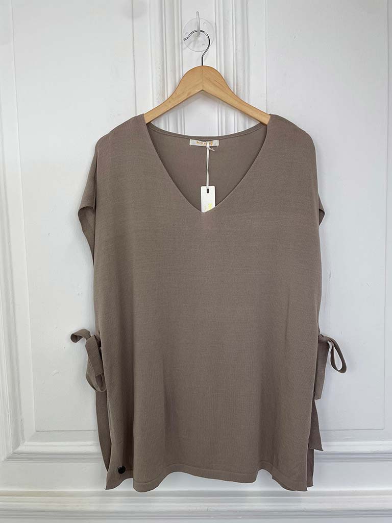 Malissa J Tie Side Tank Knit - Mushroom