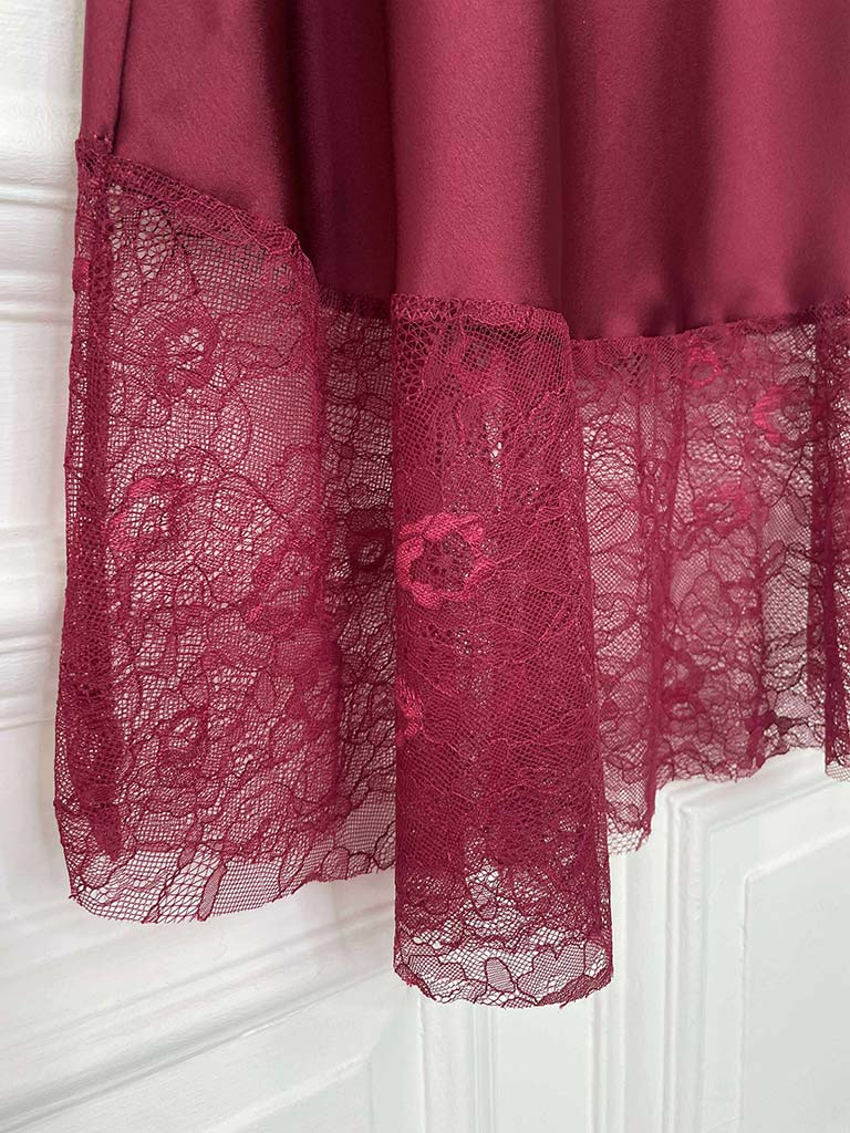 Lace Trim Maxi Skirt - Merlot