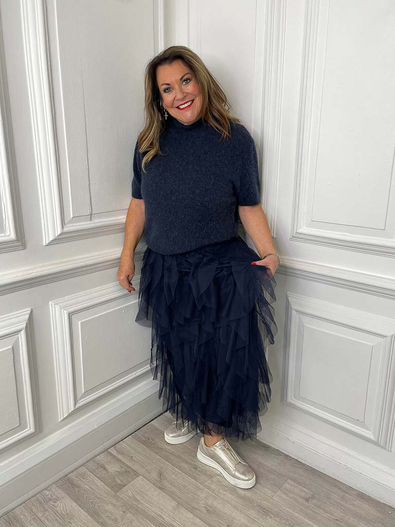 Layered Tulle Skirt - Navy