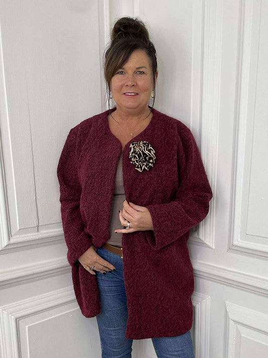 Boucle Corsage Jacket - Burgundy
