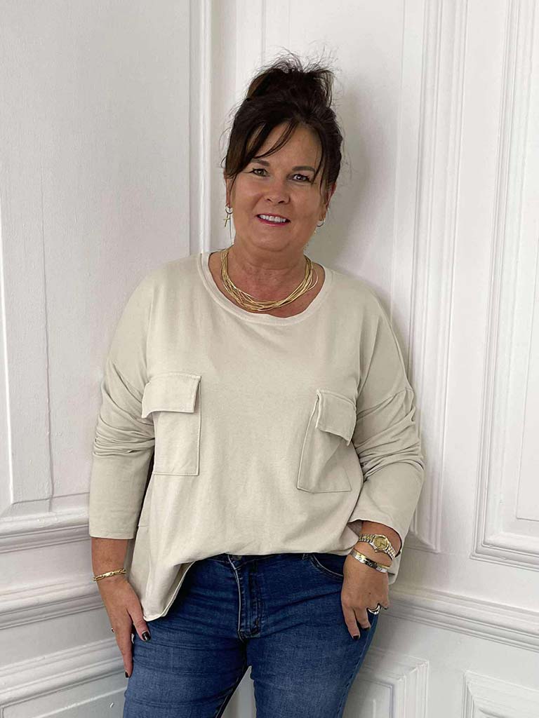 Jersey Pocket Top - Stone