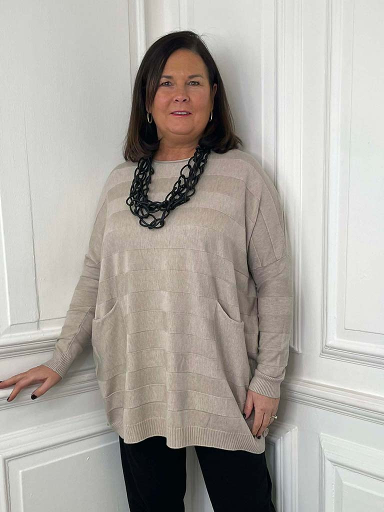 Button Side Pocket Knit - Oat