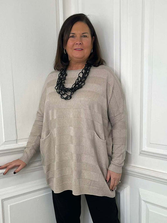 Button Side Pocket Knit - Oat