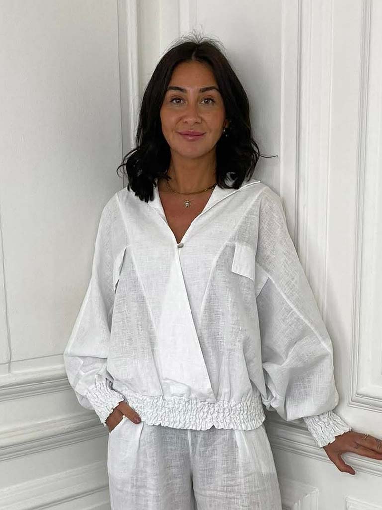 Shirred Waist Shirt - White