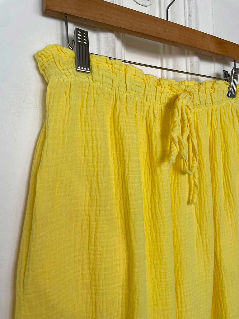 Cloud Cotton Wide Leg Trousers - Lemon