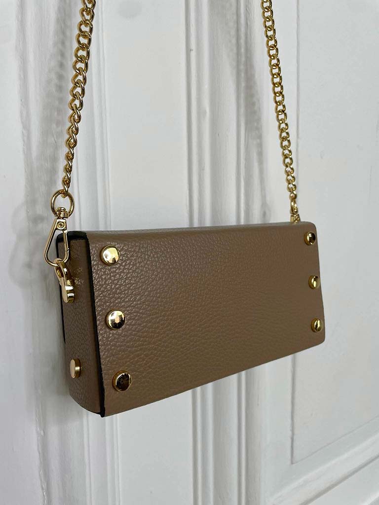 Leather Box Bag - Taupe