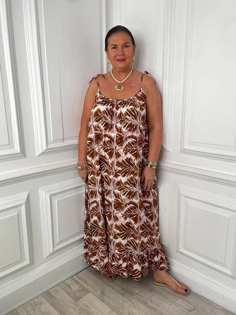 Palm Summer Dress - Tan