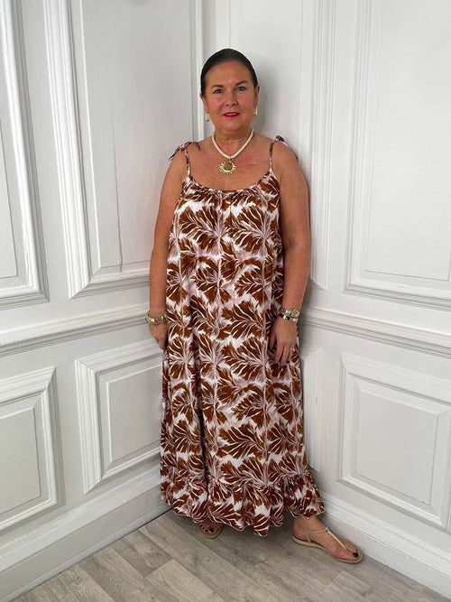 Palm Summer Dress - Tan