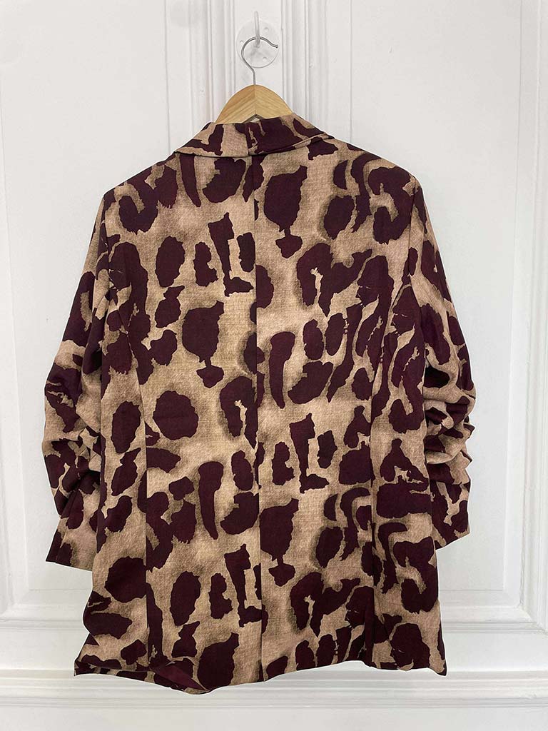 Abstract Animal Print Blazer - Plum