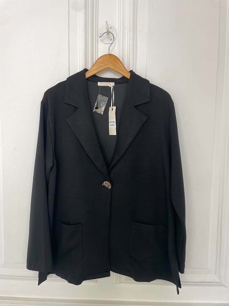Malissa J Jersey Split Side Blazer - Black