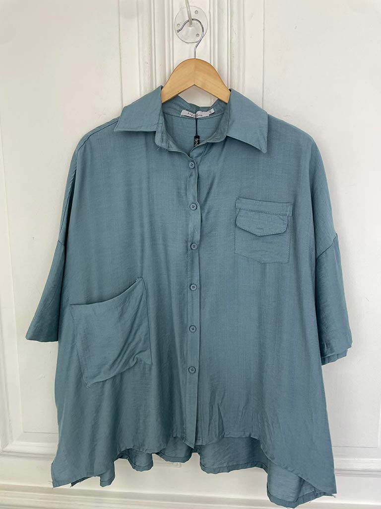 Boxy Pocket Shirt - Airforce Blue