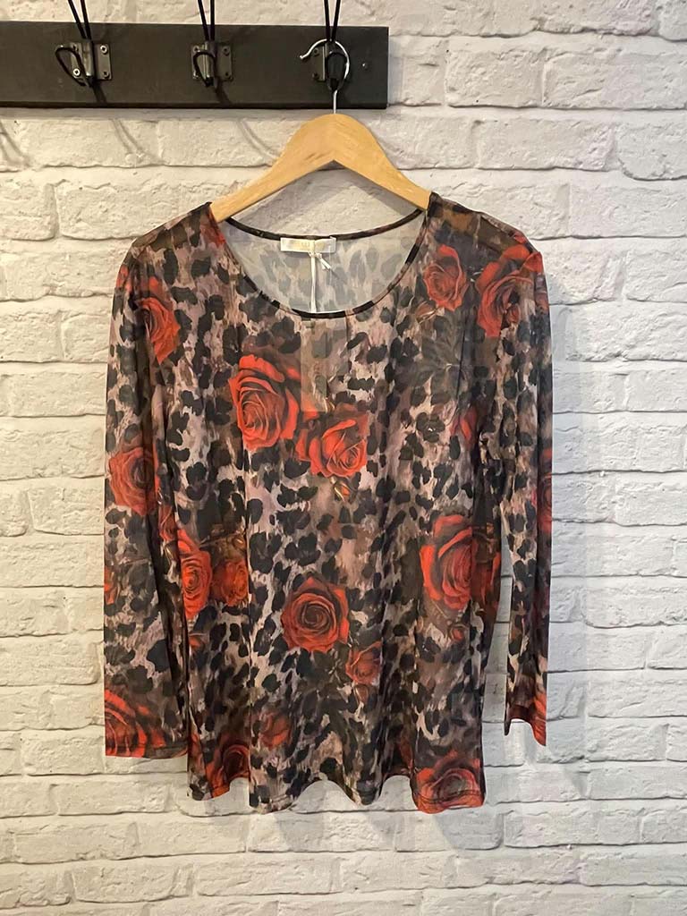Malissa J Animal & Floral Print Mesh Top