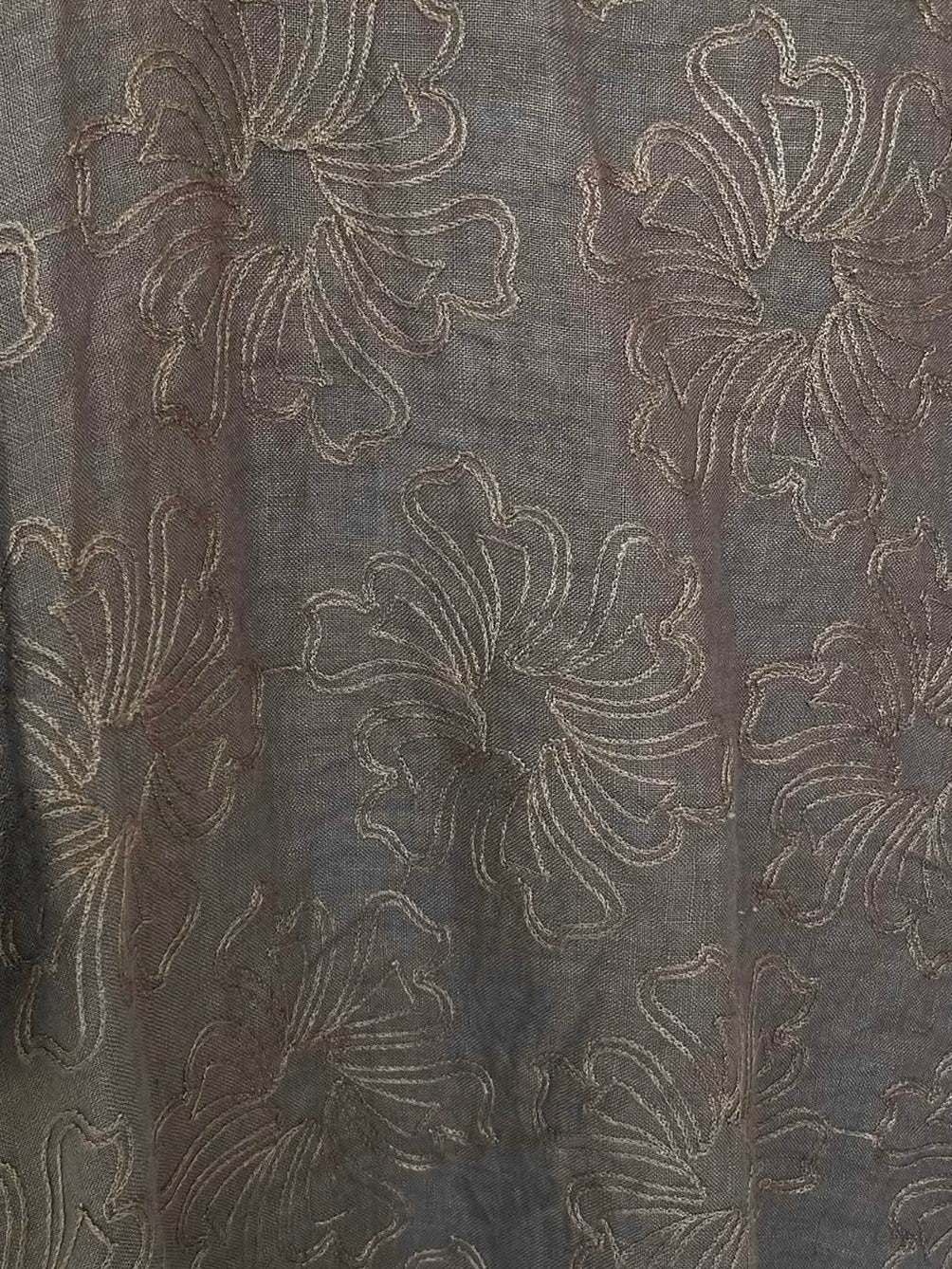 Linen Fiorita Stitch Top - Chocolate