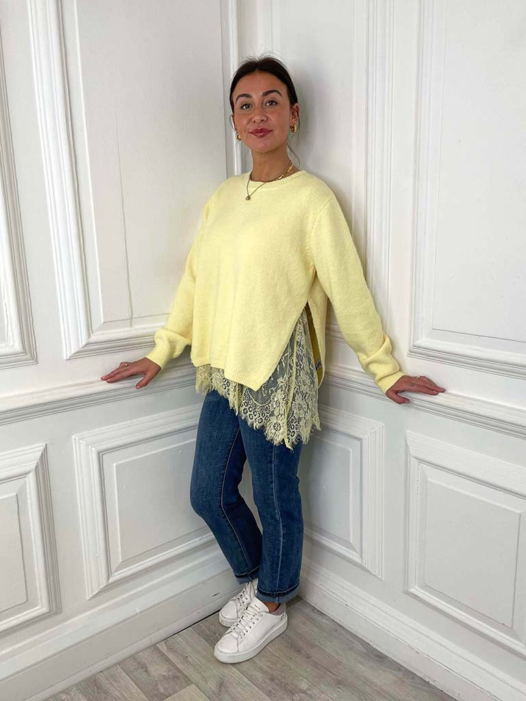 Lace Trim Knit - Lemon