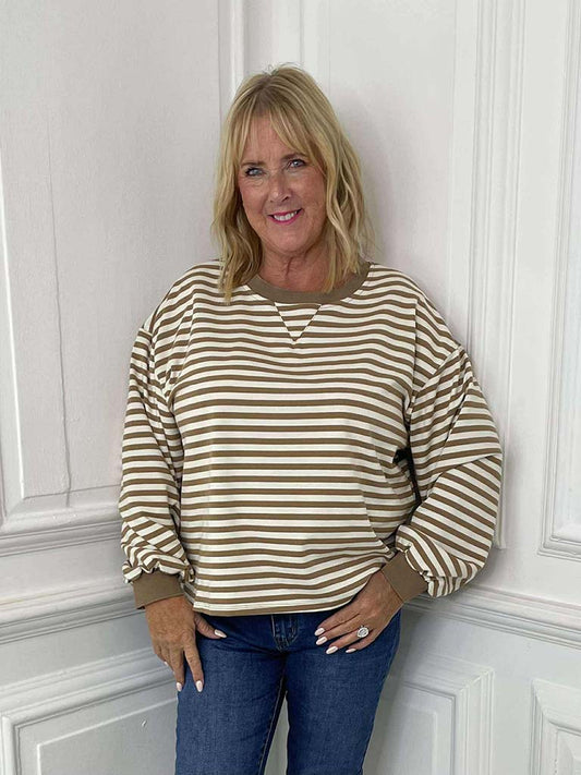 Breton Stripe Top - Camel