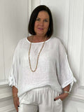 Tie Sleeve Top - White