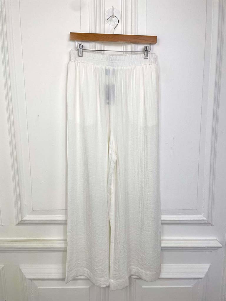 Wide Leg Woven Trousers - Soft White