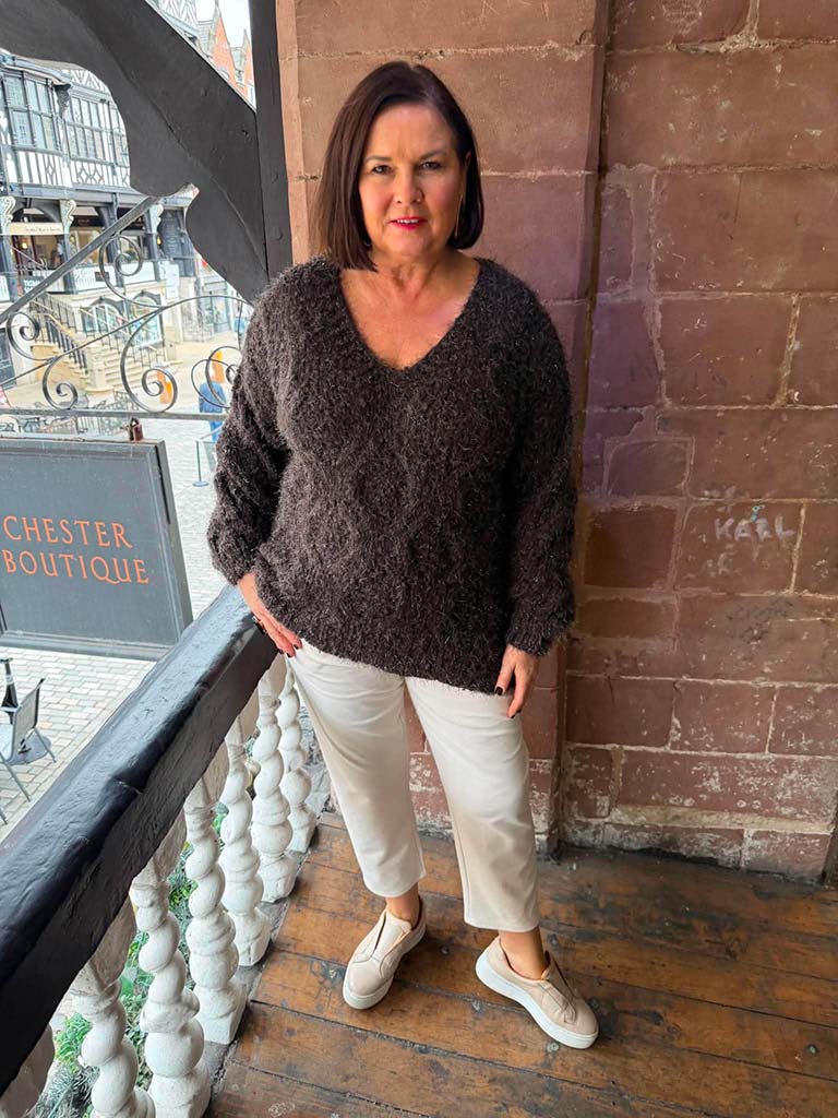 Malissa J Shaggy Shimmer Knit - Chocolate