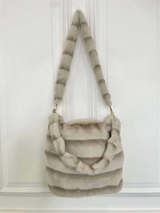 Malissa J Faux Fur Shopper Bag - Stone