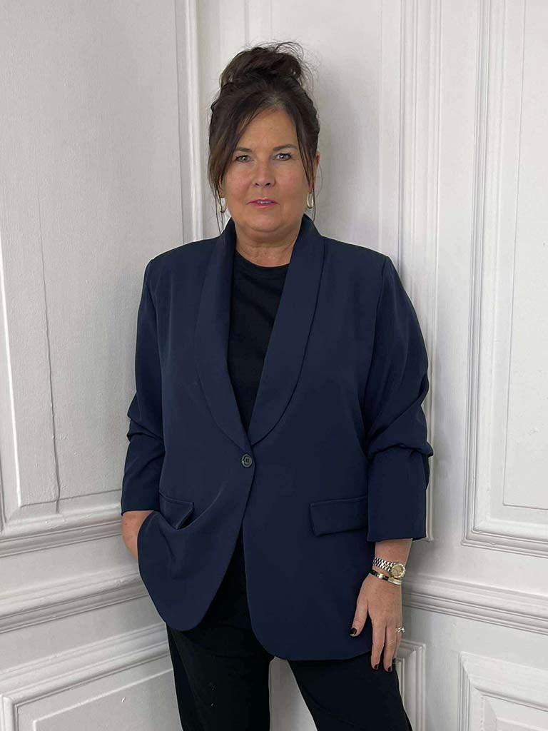 Leopard Lined Blazer - Navy