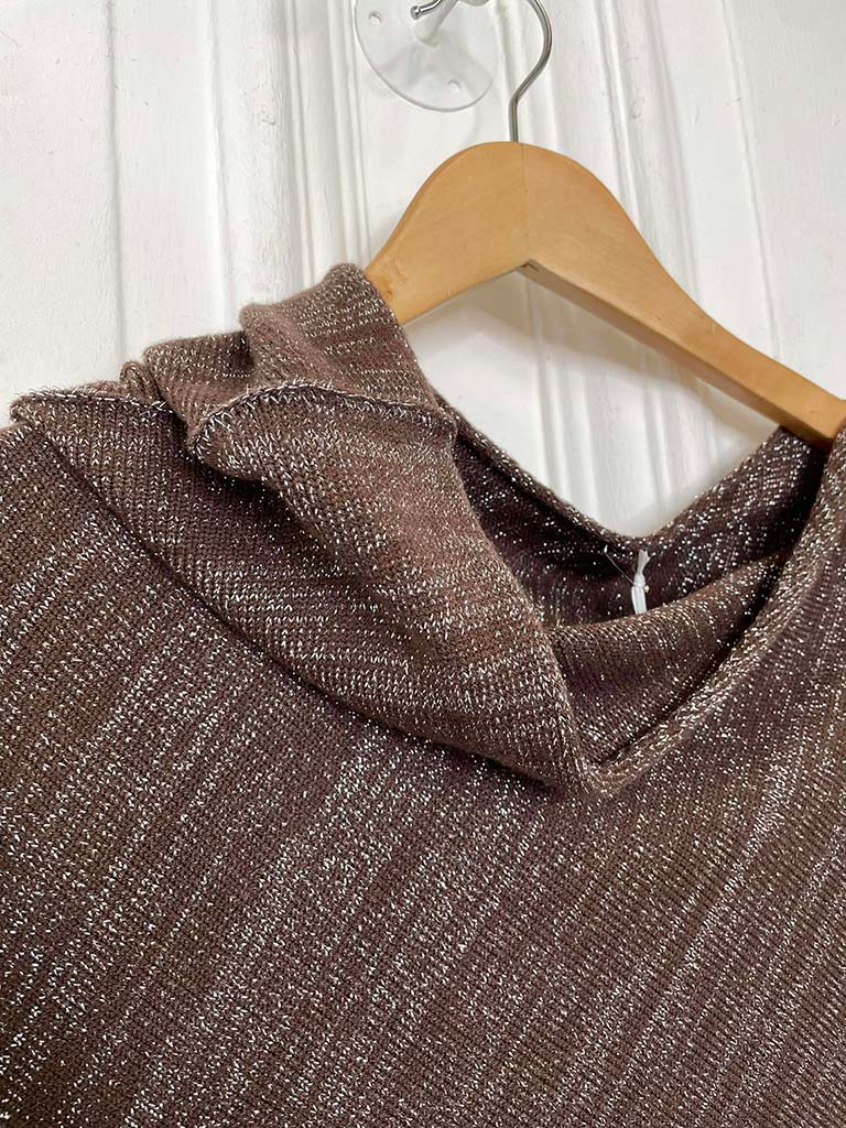 Asymmetric Shimmer Knit - Chocolate