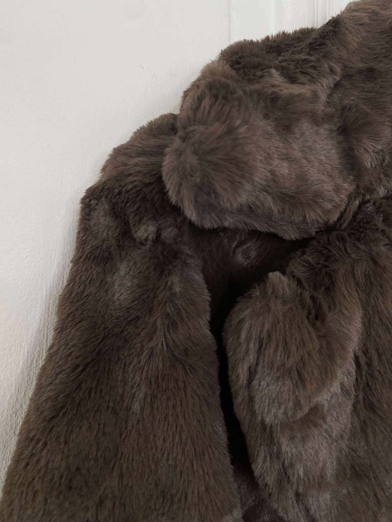 Luxe Faux Fur Long Coat - Chocolate