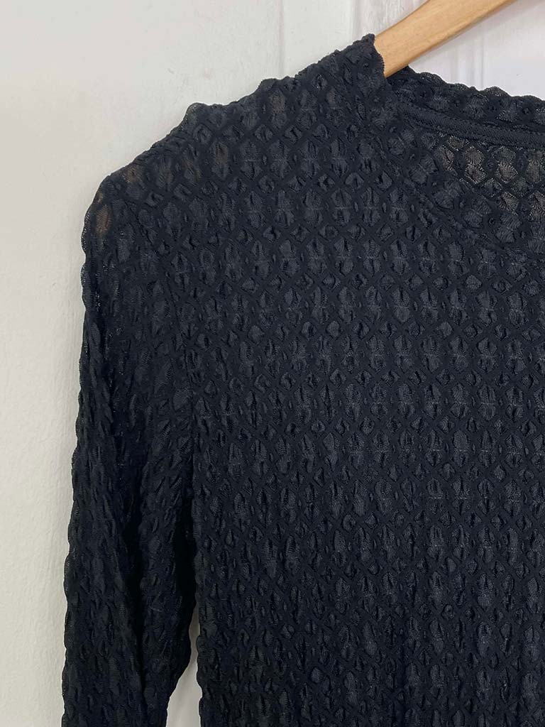 Honeycomb Mesh Layering Top - Black