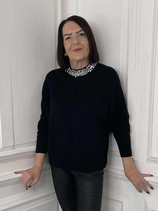 Malissa J Jewelled Knit - Black