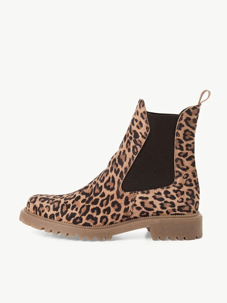 Tamaris Leather Chelsea Boots - Leopard