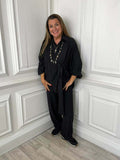 Shirred Waist Trousers - Black