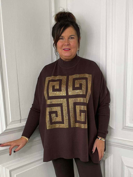 Malissa J Meandros Studded Knit - Chocolate