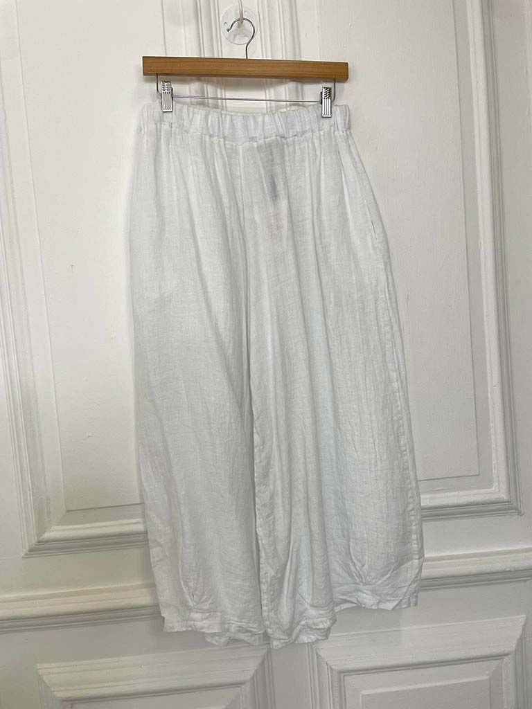 Linen Barrel Trousers - White