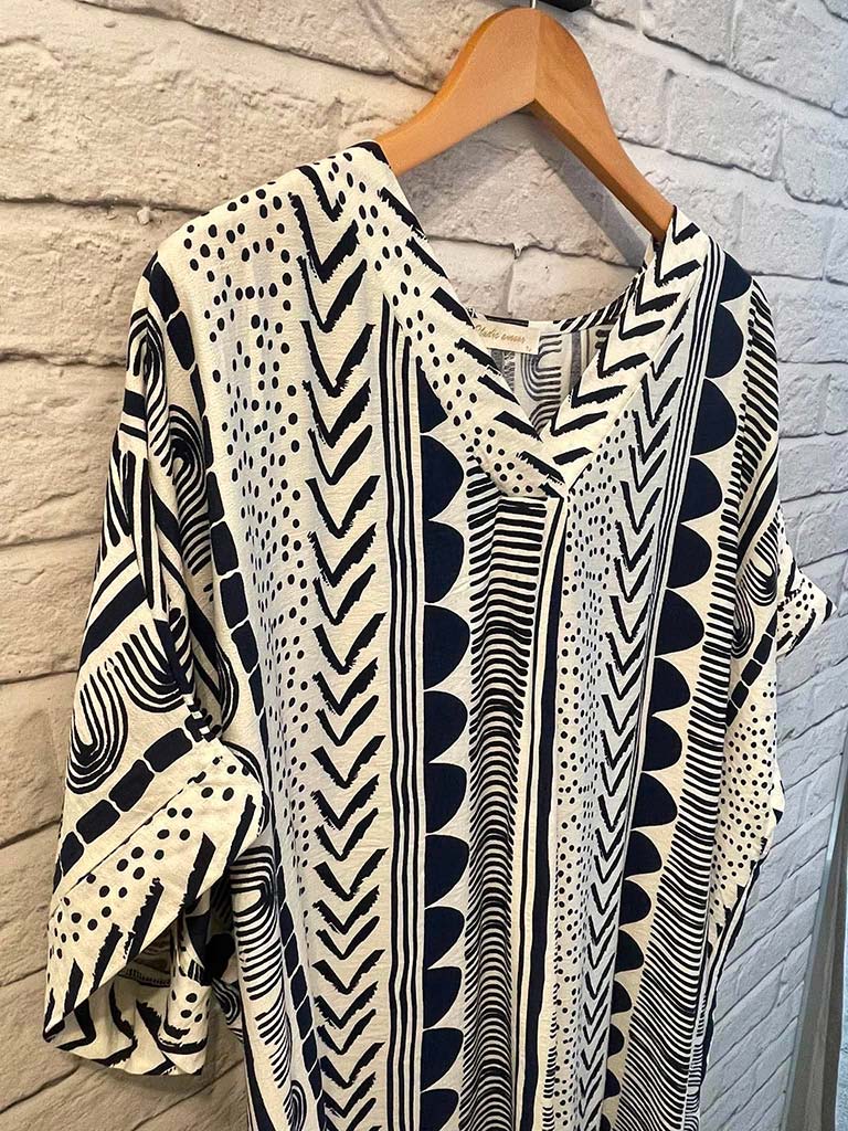 Nomad Print Midi Dress - Navy