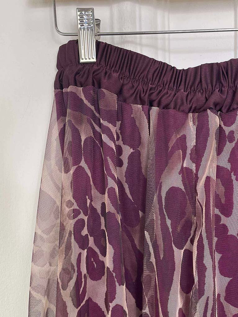 Leopard Tulle Skirt - Plum