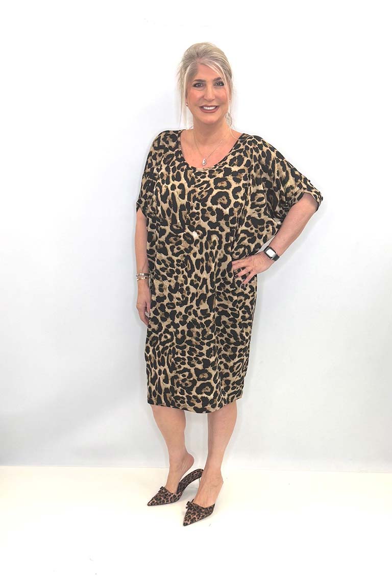 Malissa J T-Bar Jersey Dress - Leopard