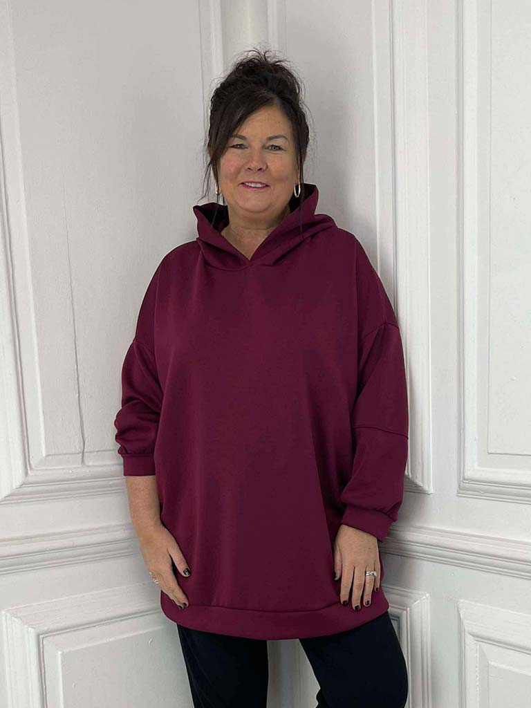 Oversized Scuba Hoodie - Merlot