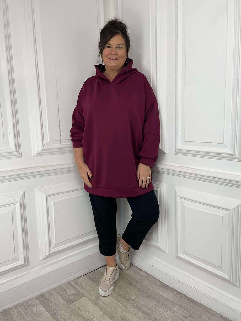Oversized Scuba Hoodie - Merlot