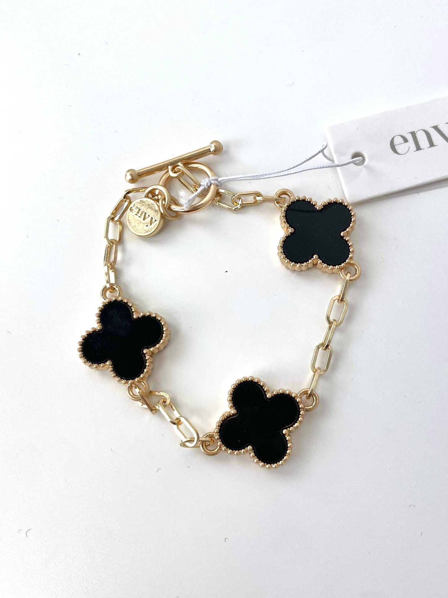 Envy Alhambra T-Bar Bracelet - Gold & Black