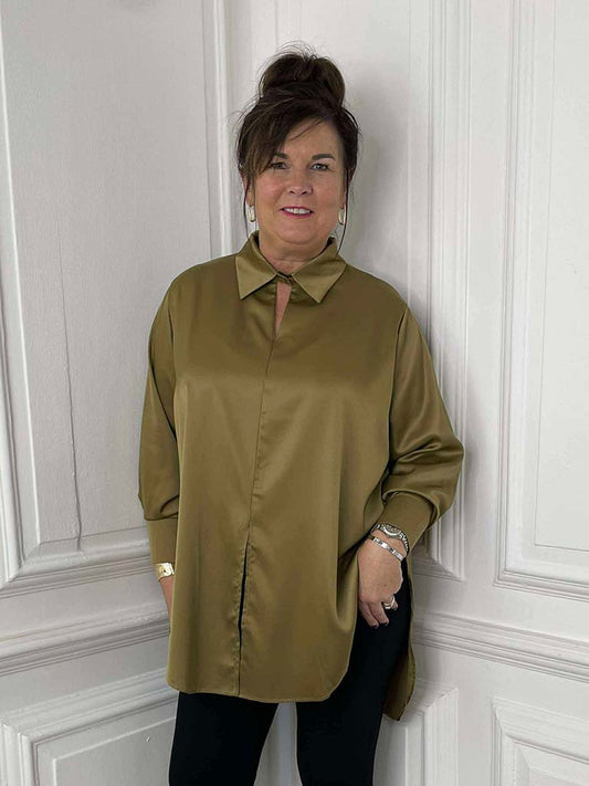 Lusso Silk Feel Shirt - Olive