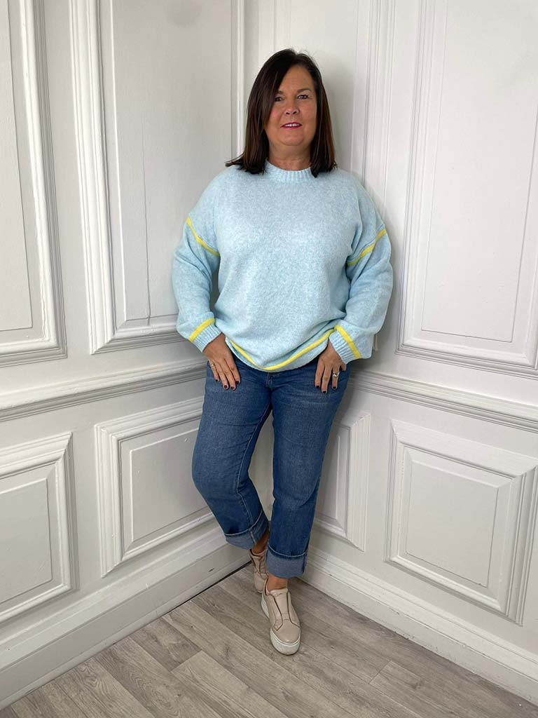 Contrast Stripe Knit - Sky