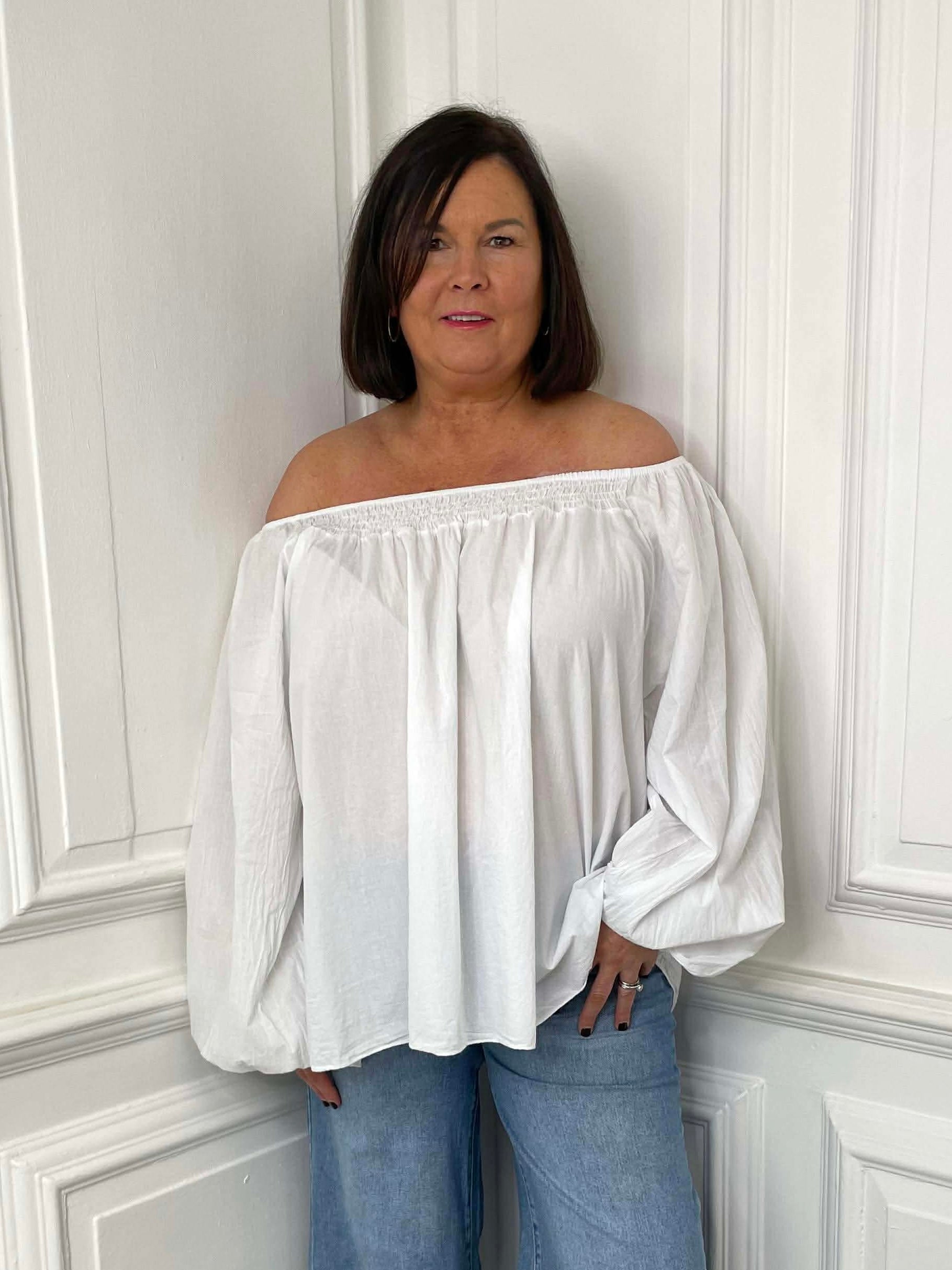 Bardot Cotton Top - White