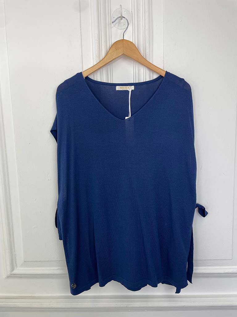 Malissa J Tie Side Tank Knit - Navy