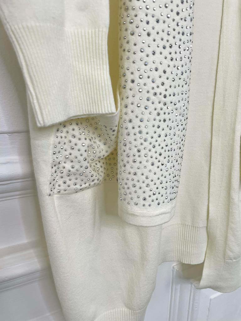 Malissa J Studded Cardigan & Scarf - Winter White