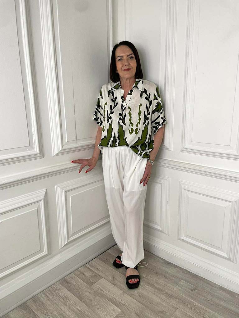 Shadow Reef Collared Top - Kiwi