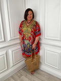 Ornate Kaftan Dress - Red