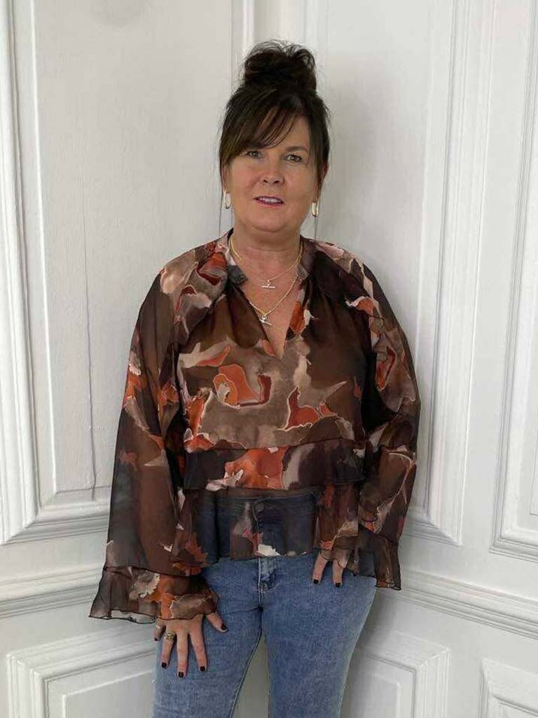 Vintage Floral Smock Top - Chocolate