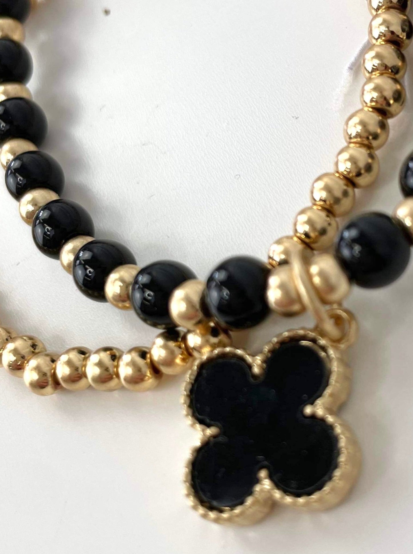 Envy Double Strand Beaded Bracelet - Gold & Black
