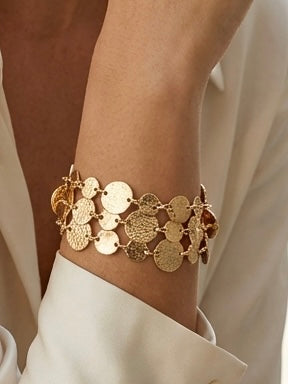 Envy Hammered Disc Bracelet - Gold